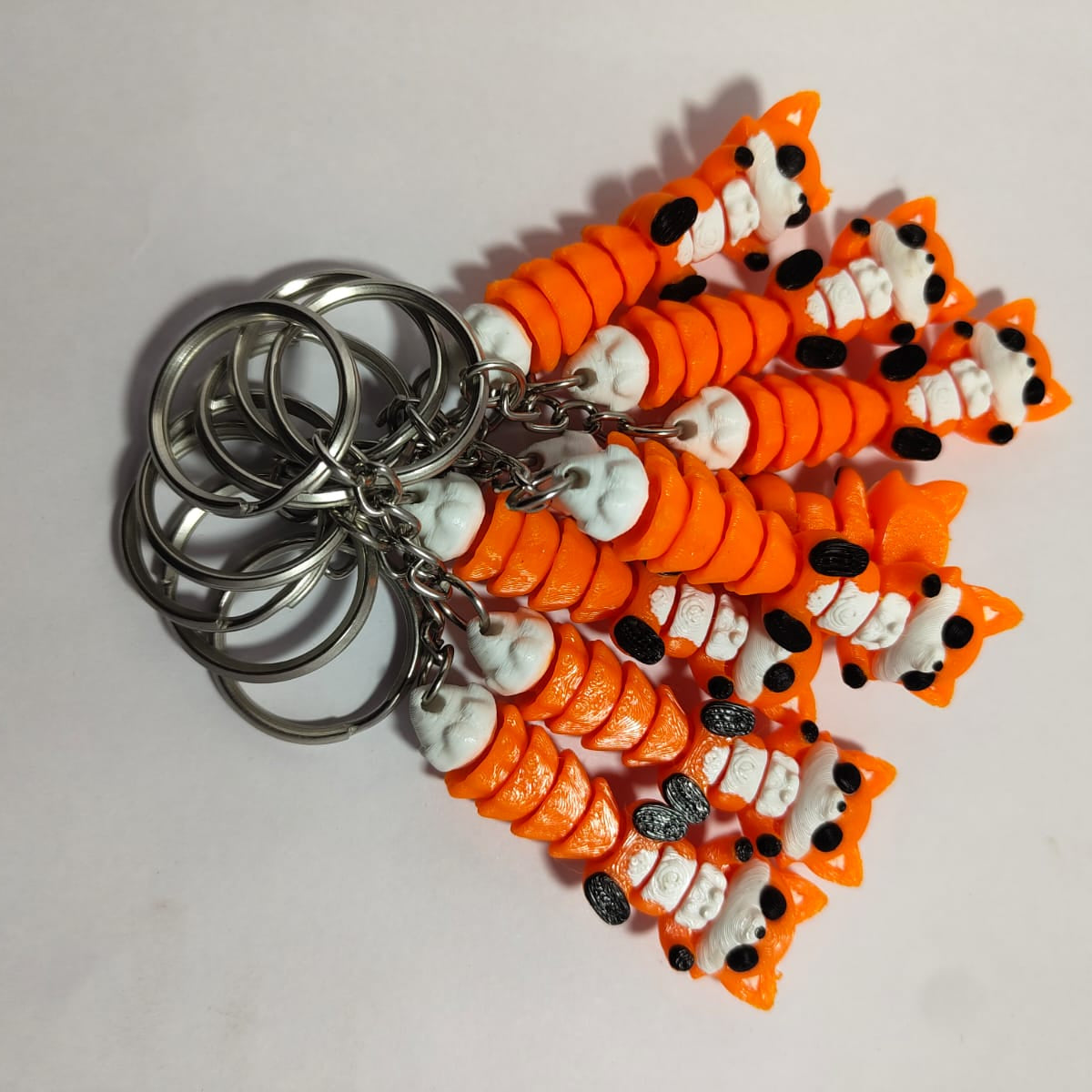 Fox 3D Printed Keychain – Segmented Articulated Design (set of 3)