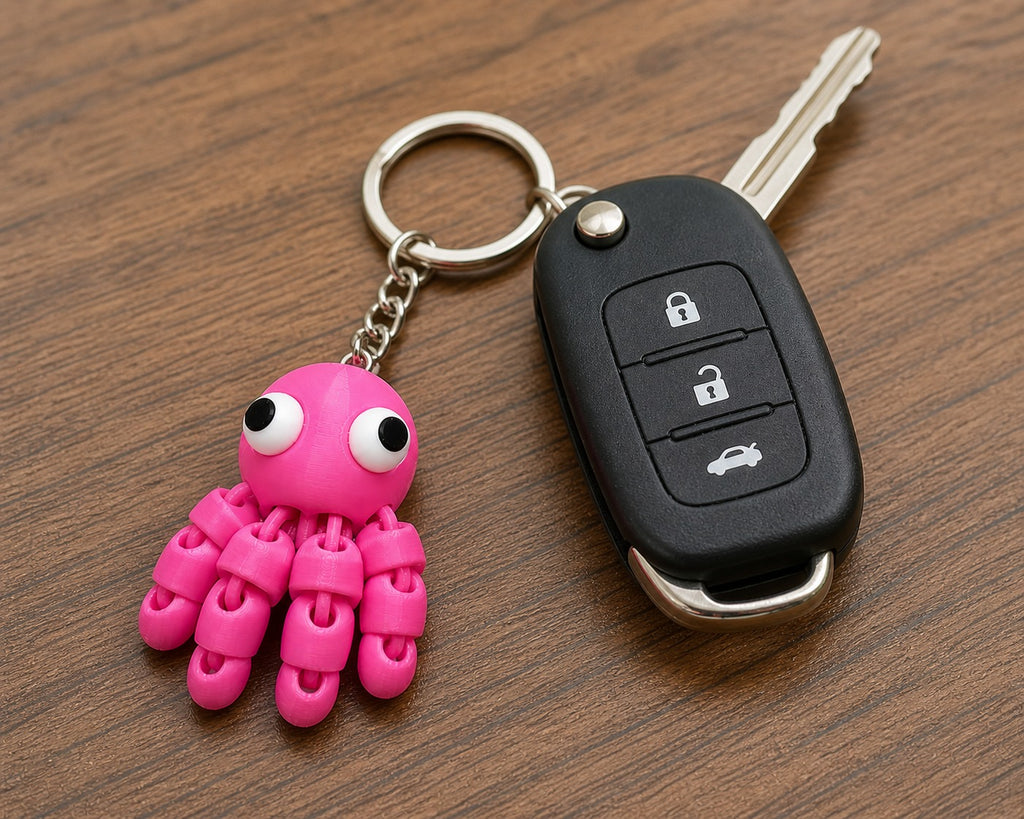 Flexi Octopus Keychain Set (3-Pack) - Articulated Fidget Accessory